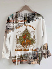Western and Christmas Combine "ROCKIN AROUND THE CHRISTMAS TREE" Print Sweatshirt