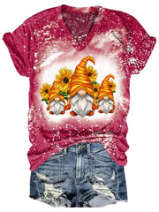 Sunflower Gnome Print Tie Dye Top