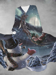 Casual Christmas Eve Long Sleeve Printed Dress