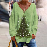 Christmas Tree Print Long Sleeve T-Shirt