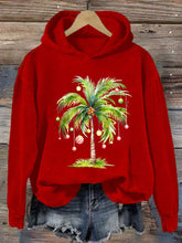 Casual Christmas Palm Tree Printed Long Sleeve Sweatshirt