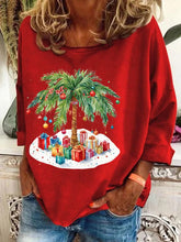 Christmas Palm Tree Holiday Print Casual Sweatshirt