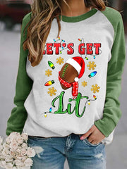 Let's Get Lit Christmas Footbal Casual Sweatshirt