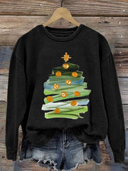 Women'S Casual Abstract Christmas Tree Printed Long Sleeve Sweatshirt