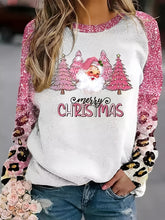 Christmas Tree & Santa Print Pullover Sweatshirt