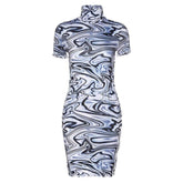 Swirl Mesh Mini Dress