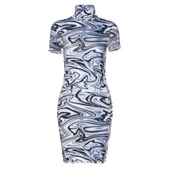 Swirl Mesh Mini Dress