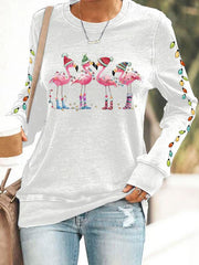 Lovely Christmas Flamingo Art Print Casual Sweatshirt