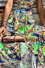 Allover Graphic Print Ruched One Shoulder Dress