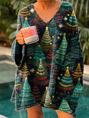 Lovely Christmas Tree Art Print Casual Pullover Sweater