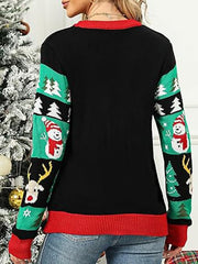 Women Christmas Print Casual Round Neck Sweater