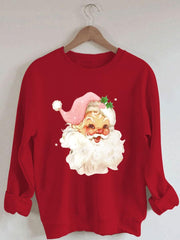 🔥Christmas Pink Santa Print Sweatshirt
