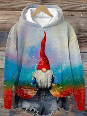 Christmas Gnome Oil Painting Print Hooded Sweatshirt