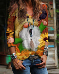 Christmas Print Loose Top