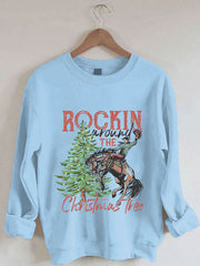 Rocking Around The Christmas Tree Print Casual Sweatshirt