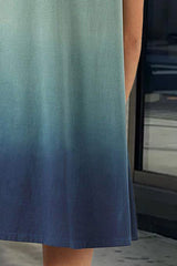 Ombre Ruffle Hem Short Sleeve Dress