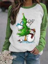 Christmas Tree Snowman Print Christmas Sweatshirt