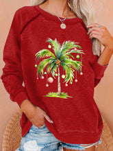 Casual Christmas Palm Tree Printed Long Sleeve Sweatshirt