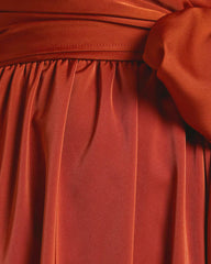 Satin Split Thigh Belted Wrap Cami Dress