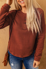 Exposed Seam Henley Top