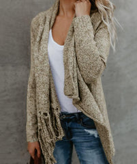 Poncho Cotton Irregular Single Button Autumn Loose Knitted Cardigans