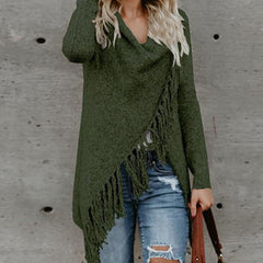 Poncho Cotton Irregular Single Button Autumn Loose Knitted Cardigans