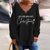 Just A Girl Who Loves Christmas Print Long Sleeve T-Shirt