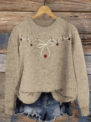 Christmas Elk Print Knit Pullover Sweater