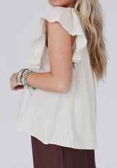 Floral Embroidered Ruffle Sleeve Blouse
