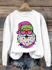 Shiny Santa Print Sweatshirt