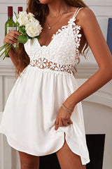 Guipure Lace Hollow Out Crisscross Backless Dress