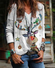 Christmas Print Loose Top