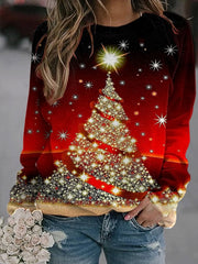 Christmas Bling Christmas Tree Print Sweatshirt