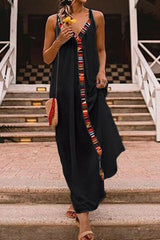 Casual Geometric Split Joint Sling Maxi Dresses