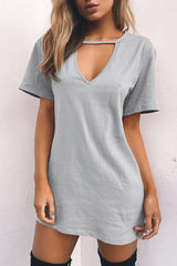 Fashion Casual Solid Patchwork V Neck A Line Dresses(11 Colors)