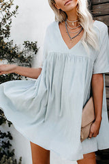 Fashion Casual Solid Split Joint V Neck Princess Dresses