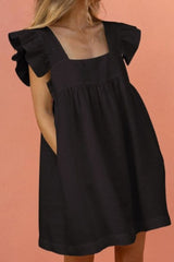 Fashion Casual Solid Split Joint Square Collar Princess Dresses