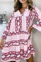 Fashion Casual Print Split Joint V Neck Printed Dresses