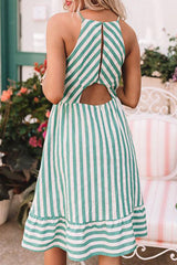 Fashion Street Striped Backless O Neck Princess Dresses