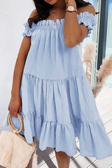 Fashion Solid Off the Shoulder Princess Dresses