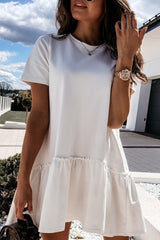 Fashion Casual Solid Patchwork O Neck Princess Dresses(6 Colors)