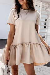 Fashion Casual Solid Patchwork O Neck Princess Dresses(6 Colors)