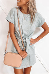 Casual Solid Frenulum O Neck Pencil Skirt Mini Dresses(6 Colors)