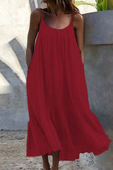 Fashion Casual Solid Split Joint Spaghetti Strap Princess Dresses