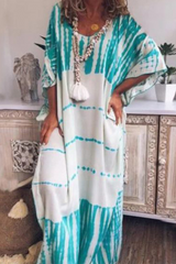 Casual Print O Neck Straight Dresses