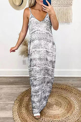 Elegant Tie Dye Split Joint V Neck Princess Dresses(5 Colors)