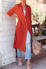 Casual Solid Buckle Turndown Collar Shirt Dress Dresses(3 Colors)