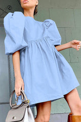 Fashion Casual Solid Patchwork O Neck A Line Dresses