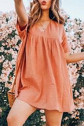 Casual Solid Patchwork Basic V Neck Princess Dresses