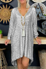 Casual Solid Sequins V Neck Straight Dresses(3 Colors)